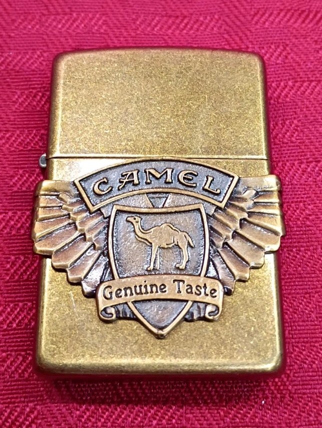 Vintage Zippo Lighter Camel Antique Brass 1996 Wrap Around Wing