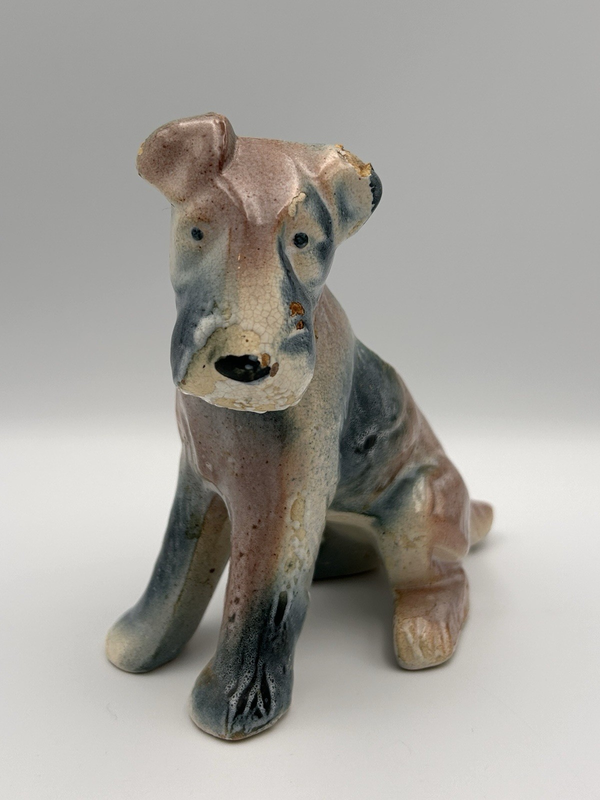 Vintage Ceramic Airedale Terrier Planter Art Signed Gibbs -