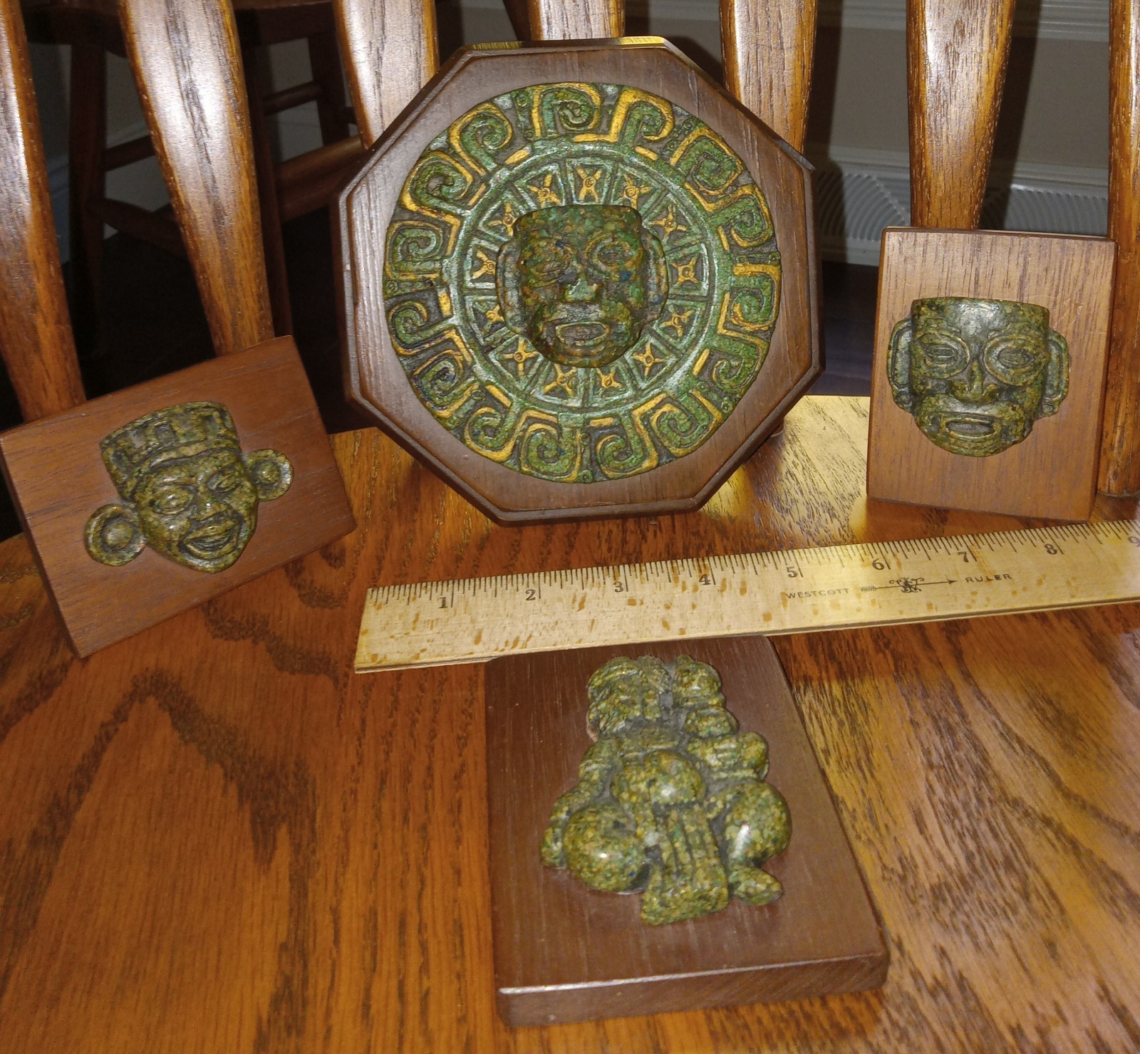 Vintage Aztec Figure Wall Hangings lot Mexico Arte Azteca set Art collectibles