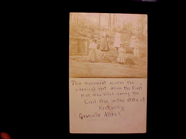 1910 Real Photograph Postcard Spot of 1st Kentucky Civil War Soldier\'s Killing