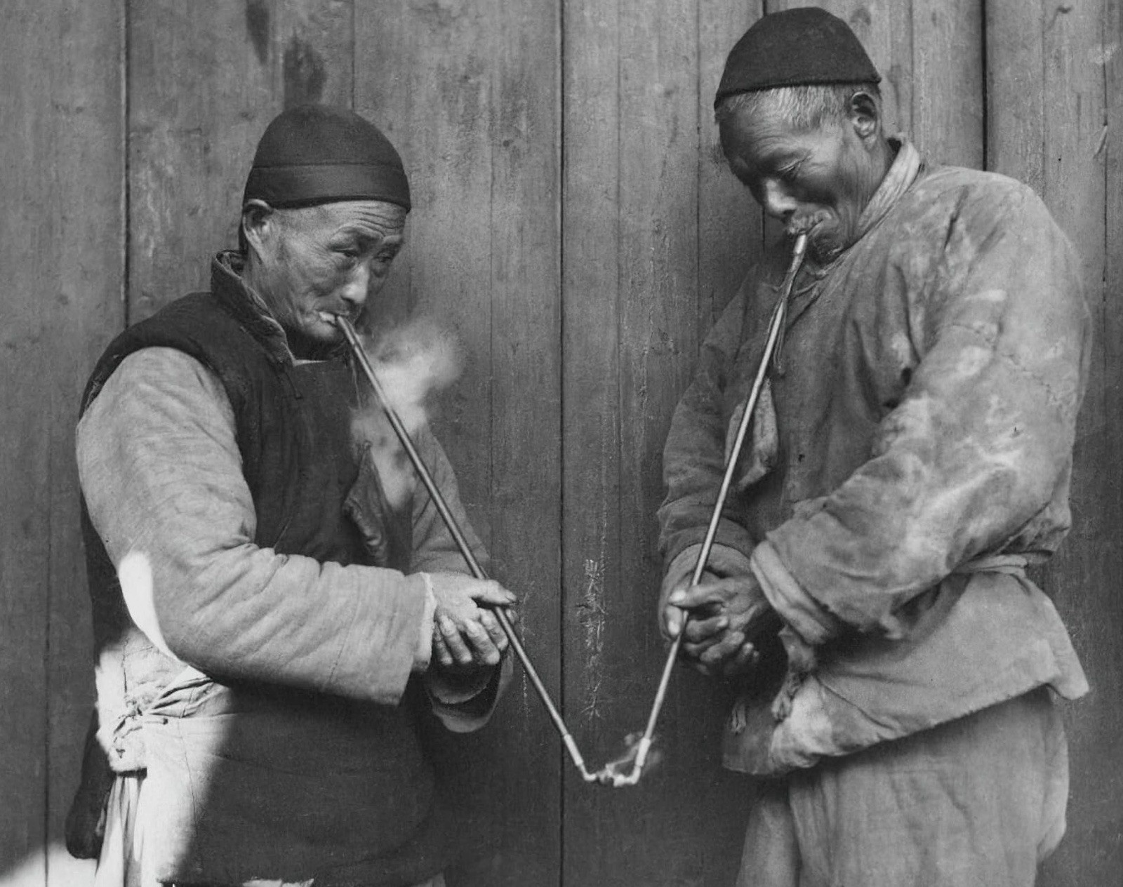 Two elderly men smoking pipes. 1936  Opium Dens Photo 8.5x11 Paper Luster