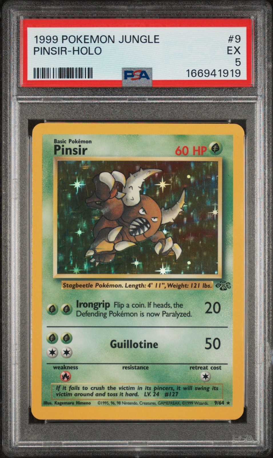 1999 Pokemon Jungle Pincir - Holo #9 PSA 5
