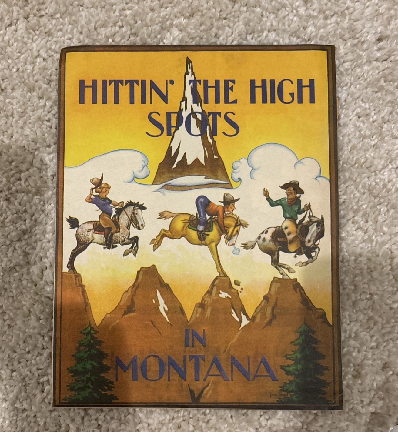 1938 Rare Pictorial Map Of Montana 22x17 Fold Out Excellent Condition