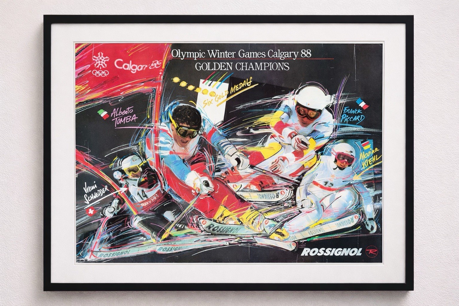 Rossignol Olympic Winter Games Calgary 1988 Golden Champions Ski Poster Unframed