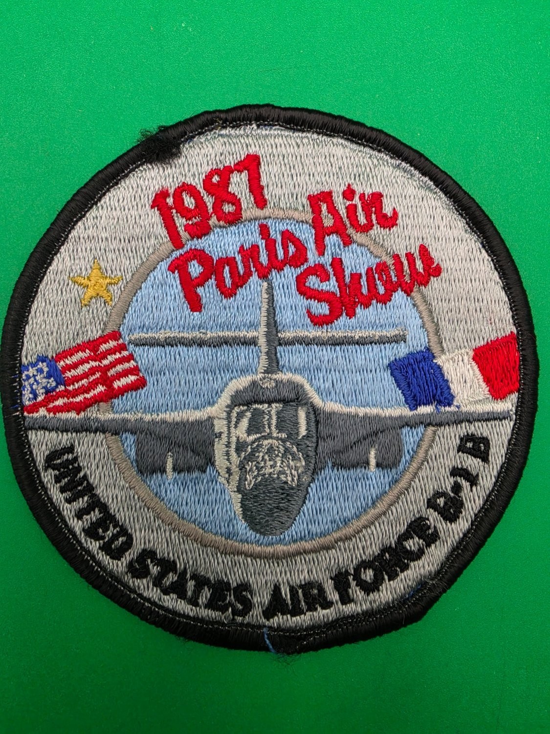 Vintage 1987 Paris Air Show USAF B-1B Lancer Bomber Patch Embroidered 4
