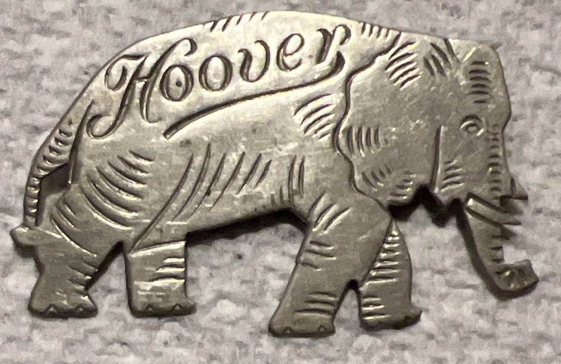 Antique 1928 - Republican Elephant Herbert Hoover Campaign Collar Pin - Pin Back