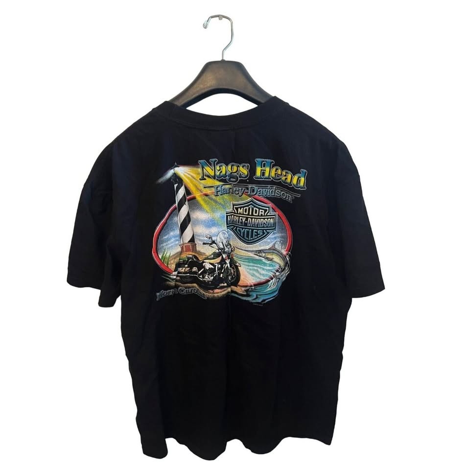Harley-Davidson Nags Head North Carolina 2XL Black Graphic T-Shirt Vintage Style