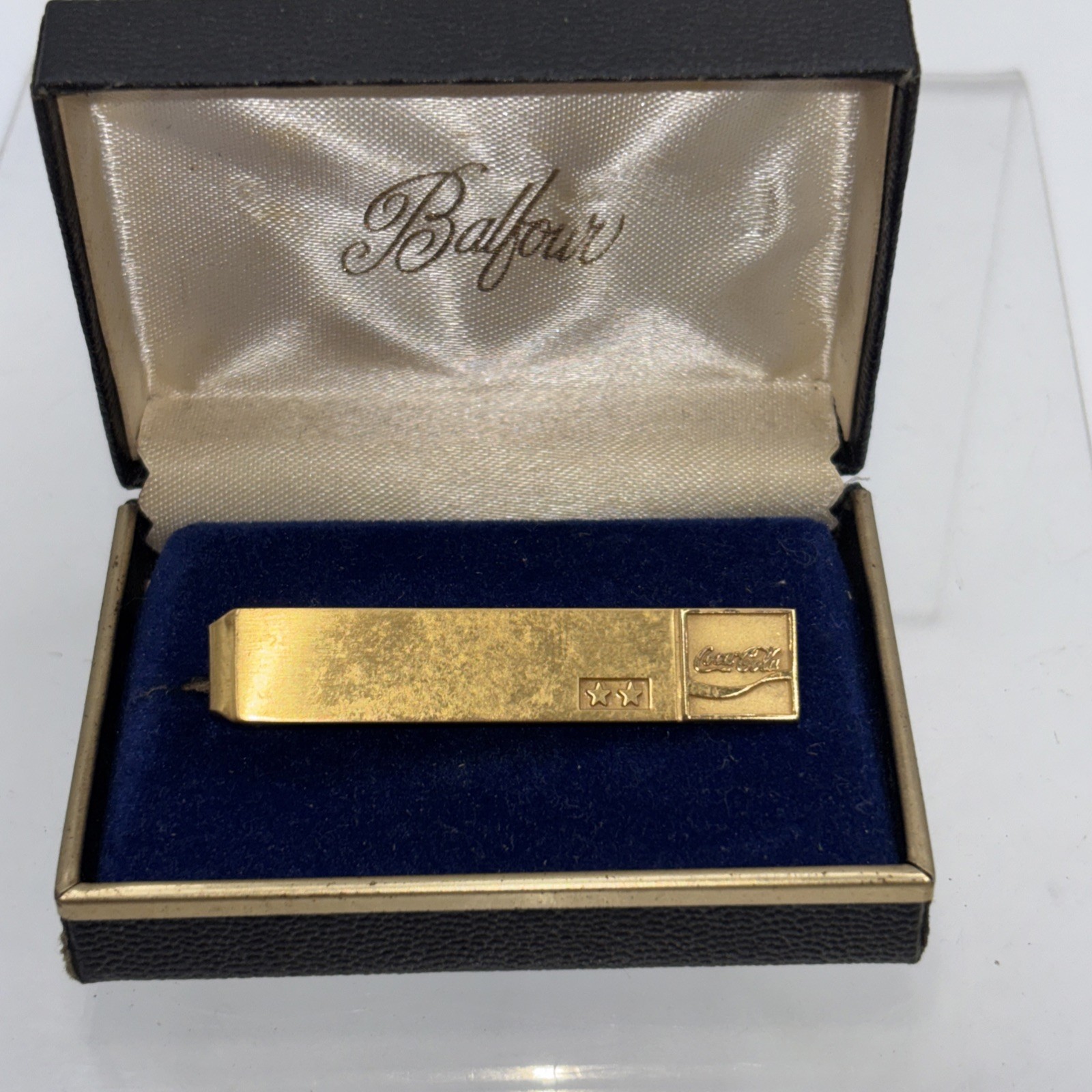 Vintage Balfour Coca Cola Tie Clip 2 Year Service Award In Case 1980s