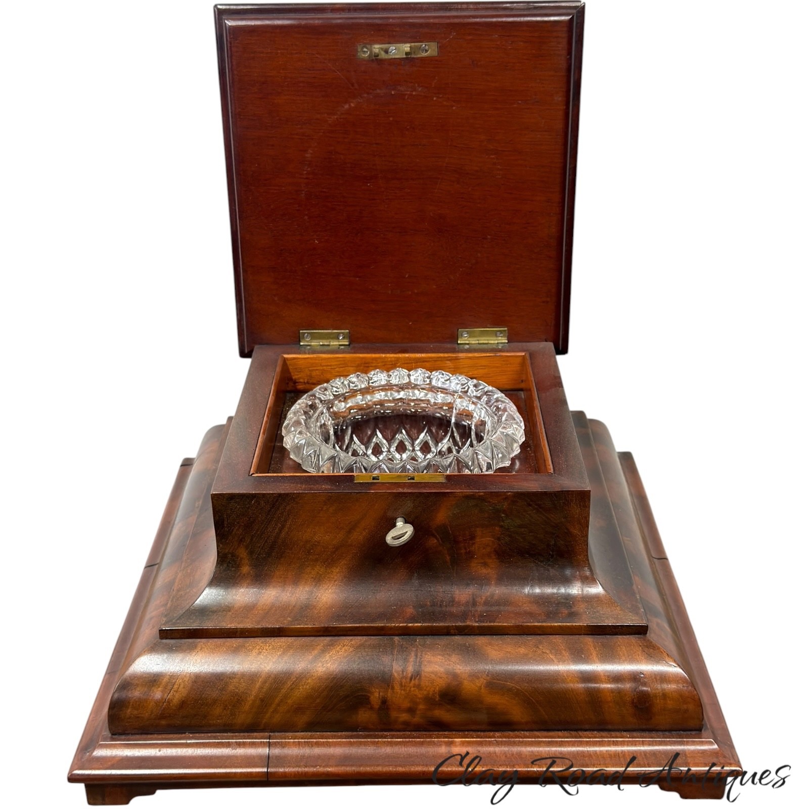 Antique classical empire mahogany sugar tobacco box mixing cabinet 1840