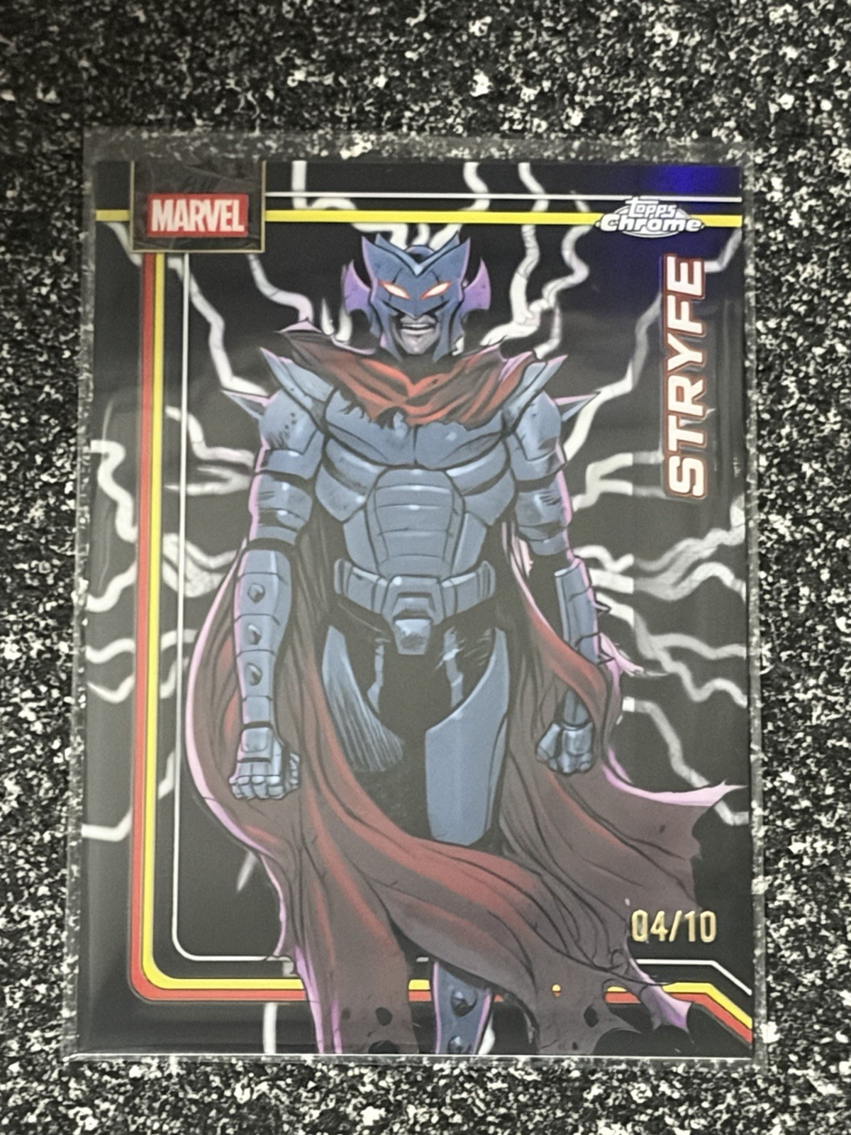 2026 Topps Chrome Marvel STRYFE Black Wolverine Adamantium /10 Clawed #171 04/10