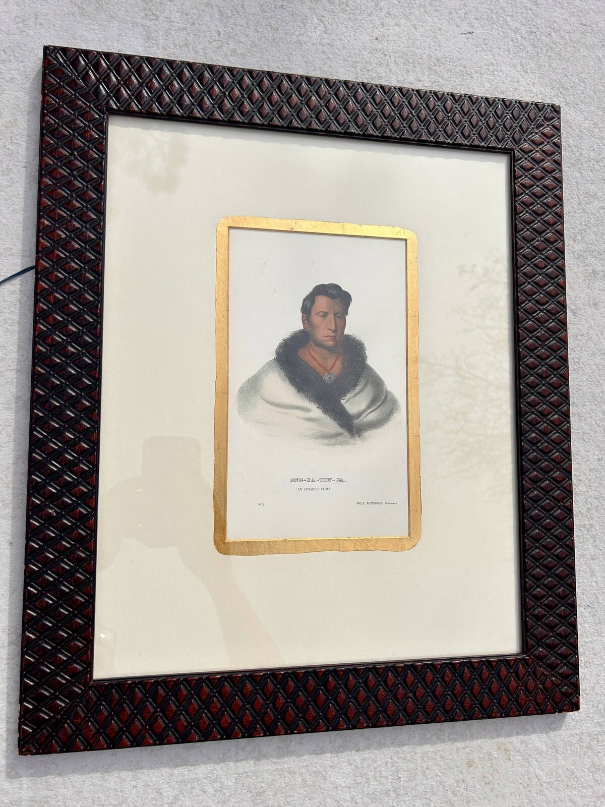 Antique Hand-Colored Octavo Lithograph Ong-Pa-Ton-Ga McKenney & Hall 1855