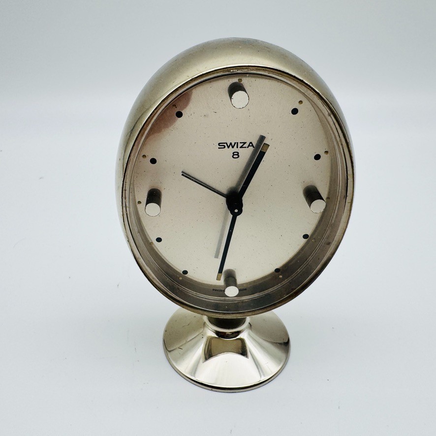 Swiza 8 Vintage Desk Alarm Clock For Parts or Repair