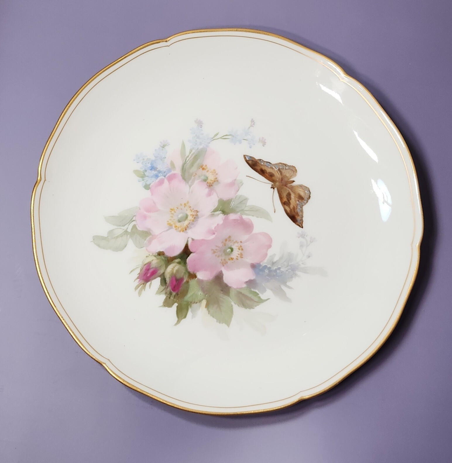 Antique KPM Berlin Weichmaler Flower Porcelain Art Nouveau Plate 8.5 Circa 1910s