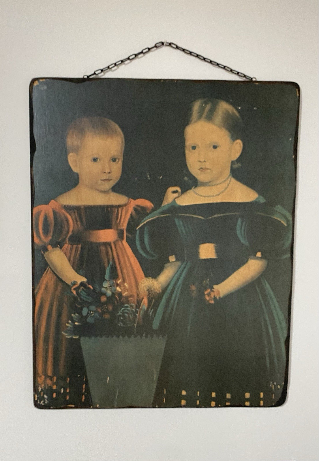 Rare 20th Century Henry Ford Two Children of the Torrey Family wooden Plaque 23”
