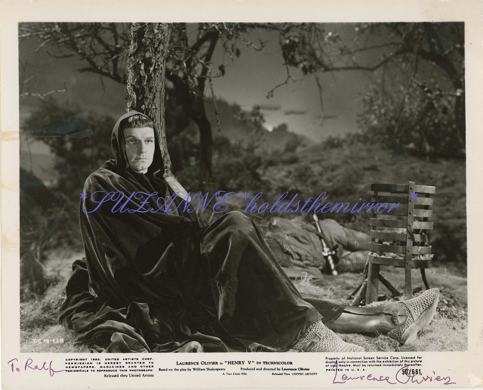 VINTAGE 1944 SIR LAURENCE OLIVIER HENRY V SHAKESPEARE SIGNED AUTOGRAPHED PHOTO