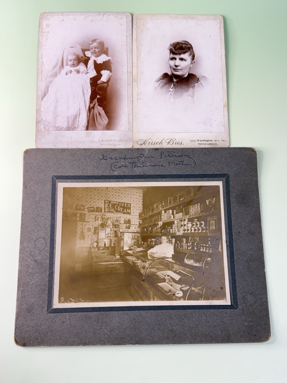 1907 Petersen Family Photos Denmark Minneapolis General Store Cabinet Cards
