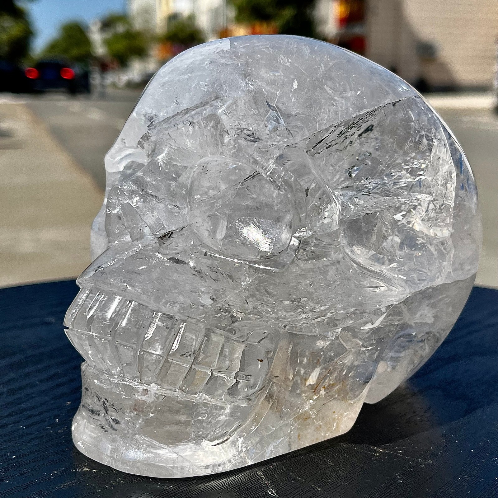 4.98LB  Natural white crystal transparent skull hand carved skull healing