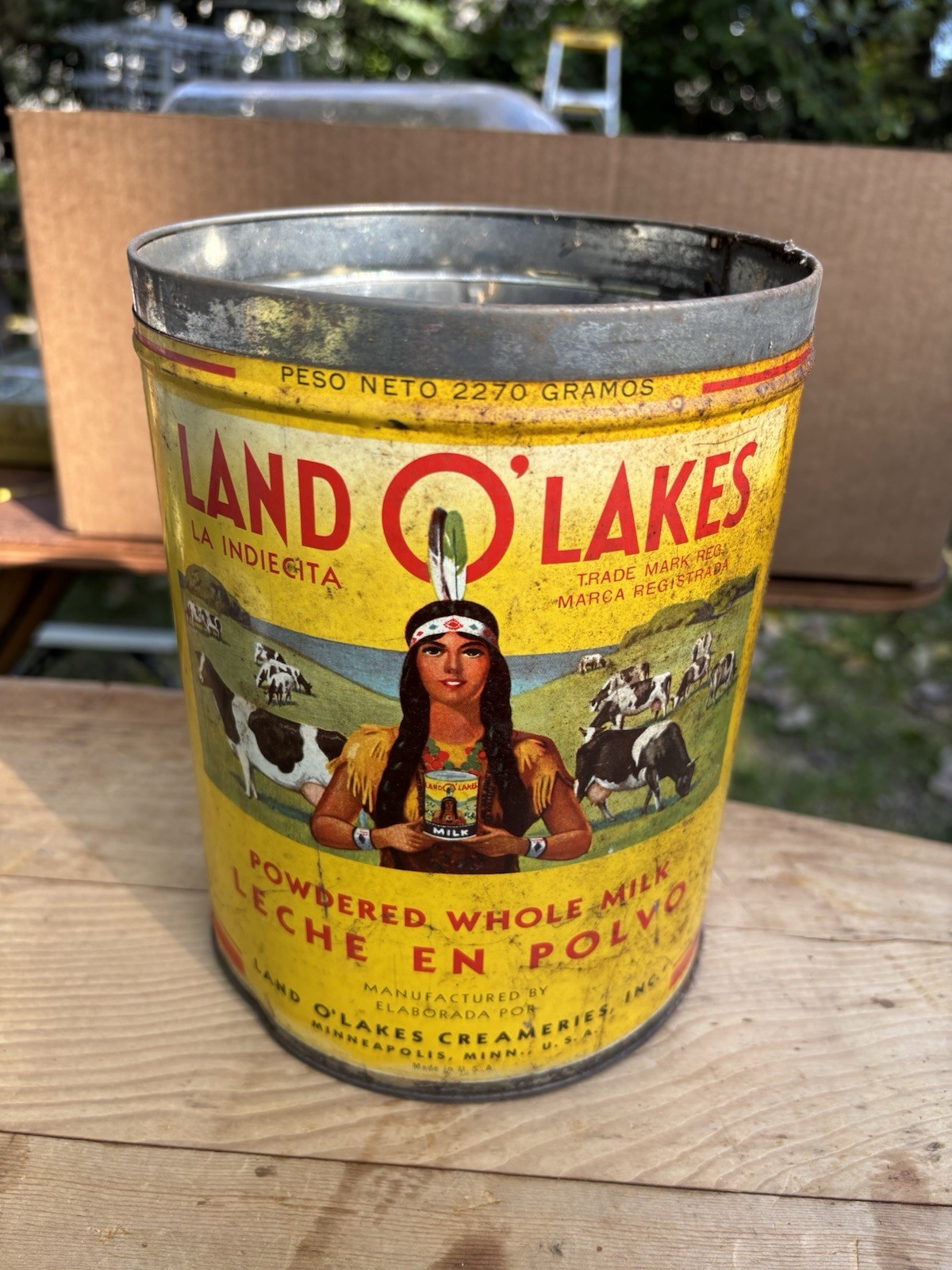 Vintage Land O\' Lakes Milk Tin Can 8\