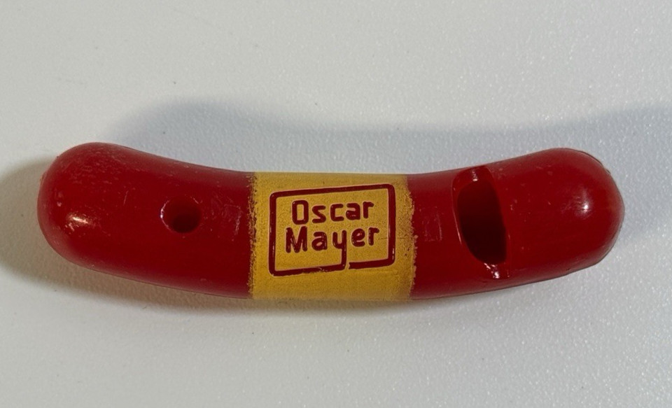 Vintage Oscar Mayer Wiener Whistle Red Hot Dog Advertising Toy Works