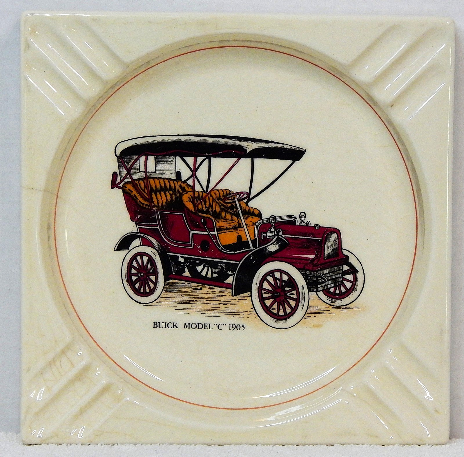 Vintage Buick Model C 1905 Car Advertising Ceramic Ashtray Automobilia