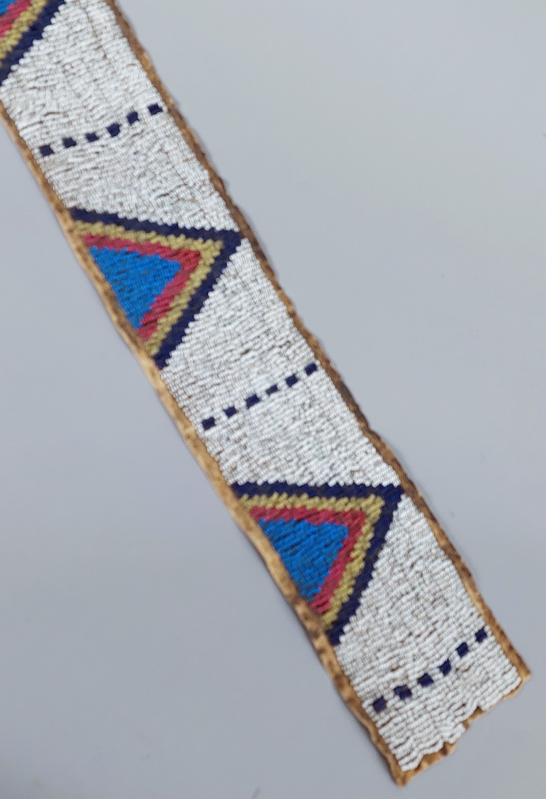 Native American Plains Beaded Strip on Hide 19th C