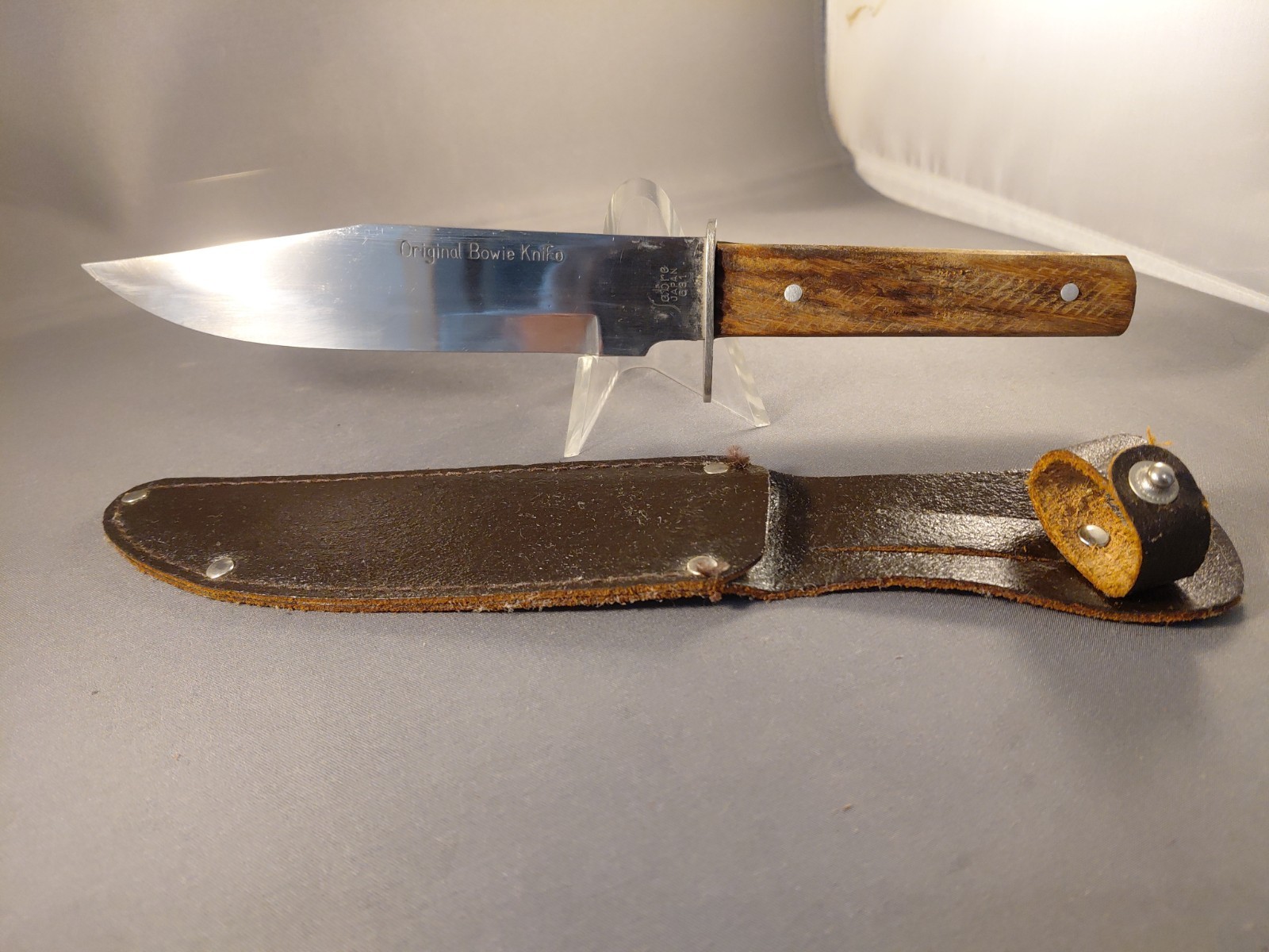 Vintage Sabre Original Bowie Hunting Knife Japan 631 With Leather Sheath 