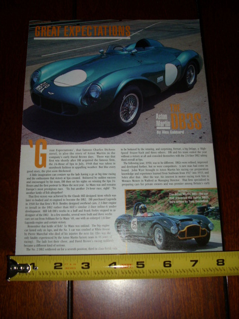 1953 1954 1955 1956 ASTON MARTIN DB3S - ORIGINAL 1993 ARTICLE