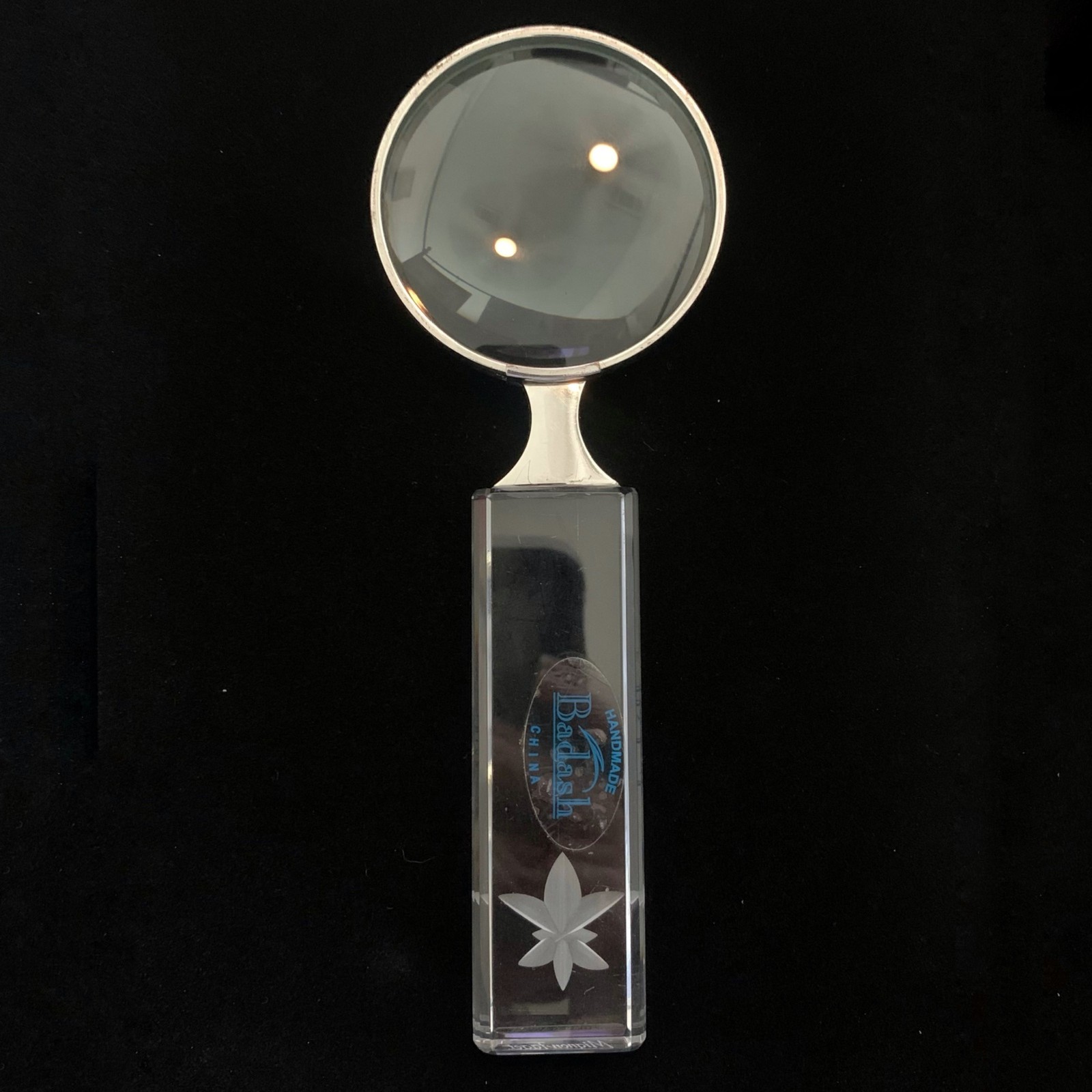 Mignon Faget New Orleans Crystal Magnifying Glass Fleur-De-Lis Signed 7