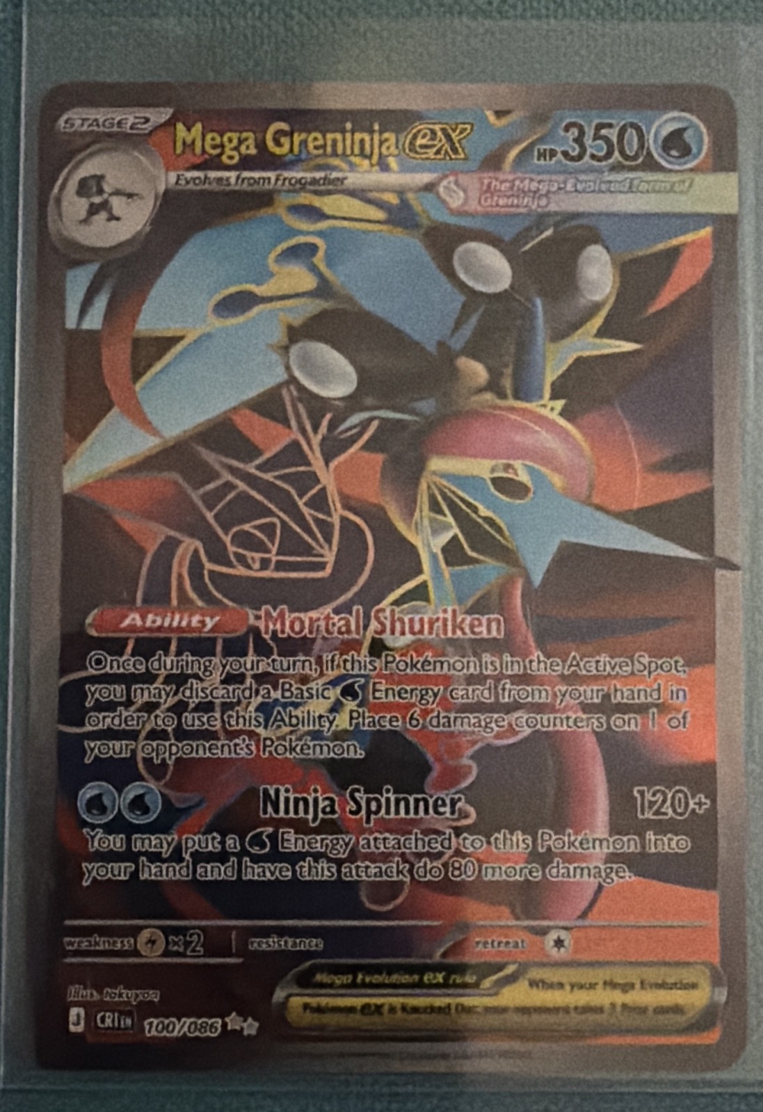 Mega Greninja ex 100/086 Me04: Chaos Rising Holo