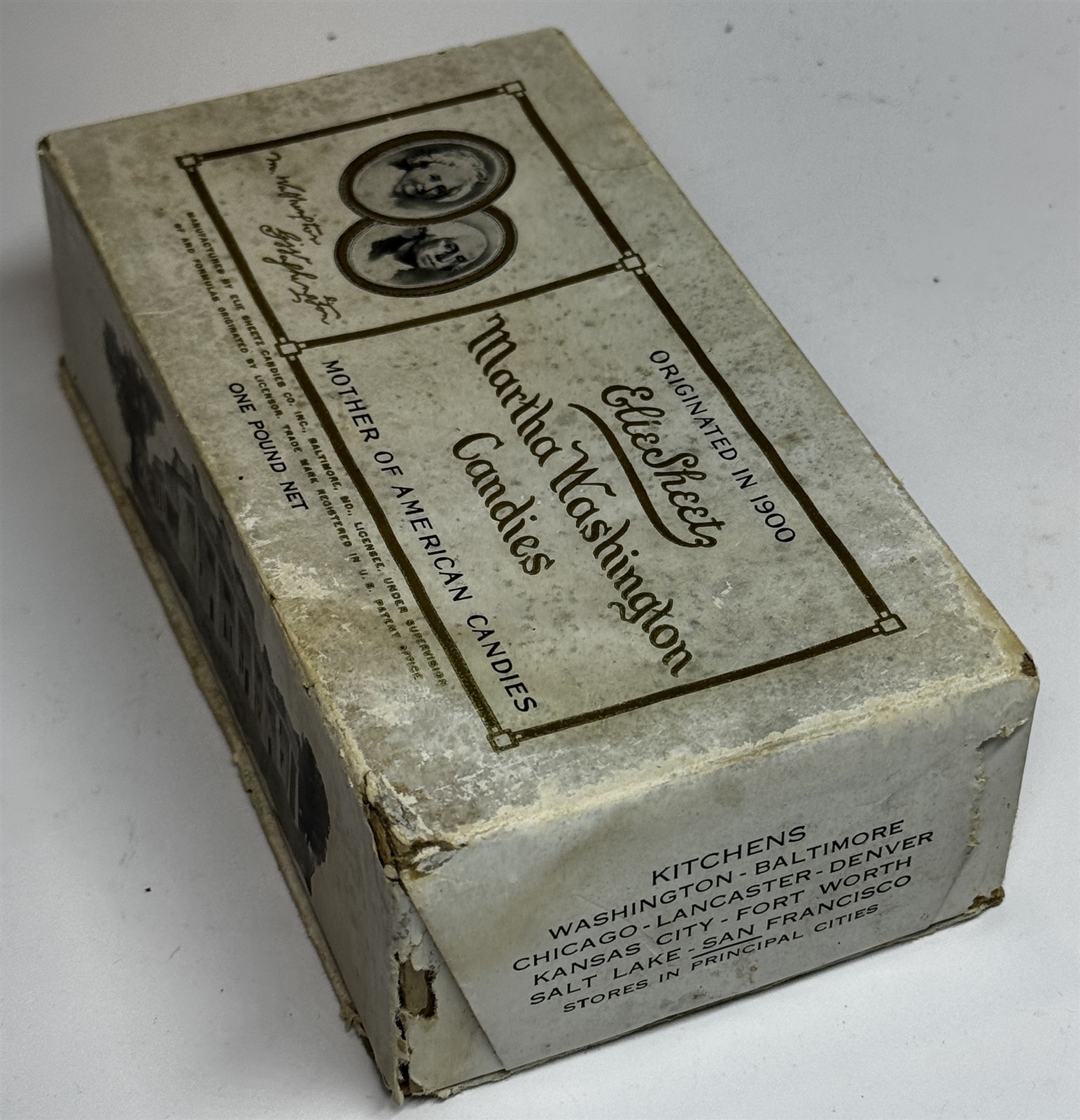 Vintage Elie Sheets Martha Washington Candies Box 1 Lb Mt Vernon Baltimore c1930