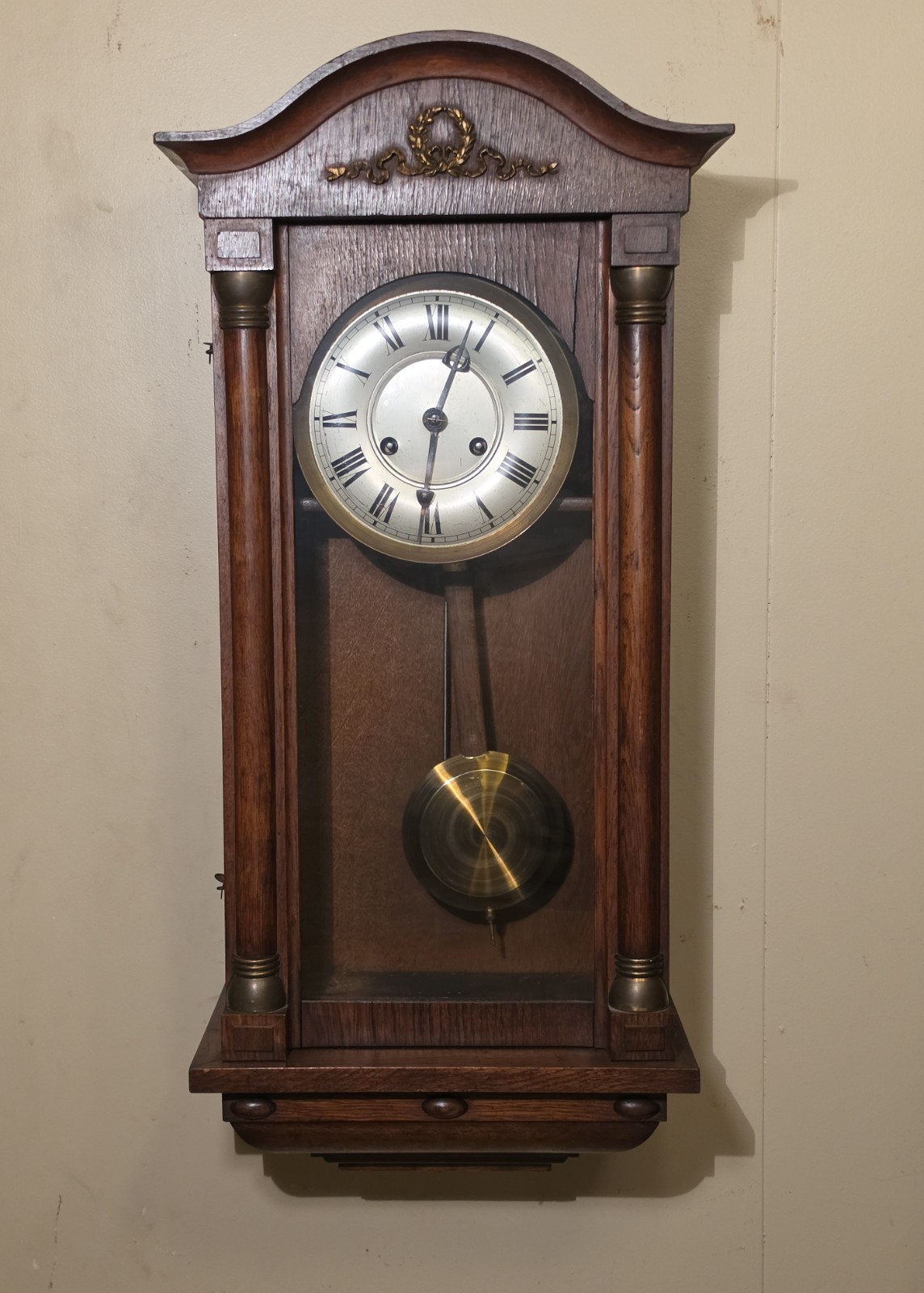 PH & S Vintage Antique German Wall Clock,  Early 20th Century