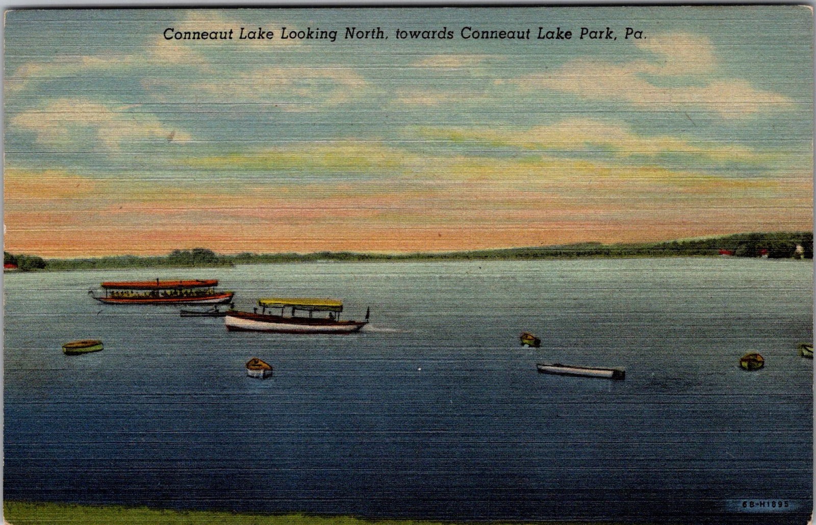Conneaut Lake Looking North Towards Lake Park PA Vtg Postcard 5PA10-039