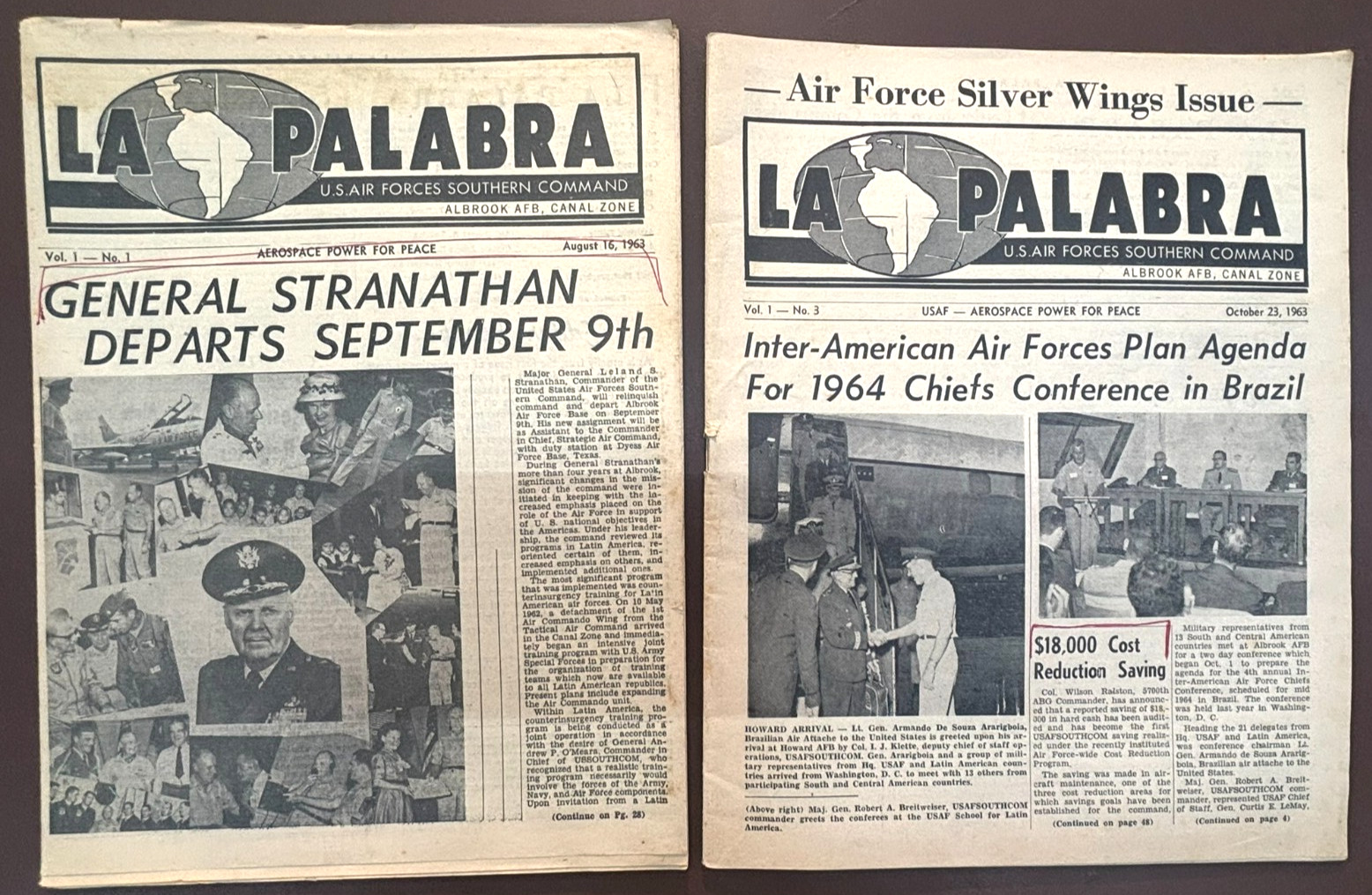 RARE 1963 ALBROOK AIR FORCE BASE US SOUTHERN COMMAND PANAMA CANAL NEWSPAPER LOT