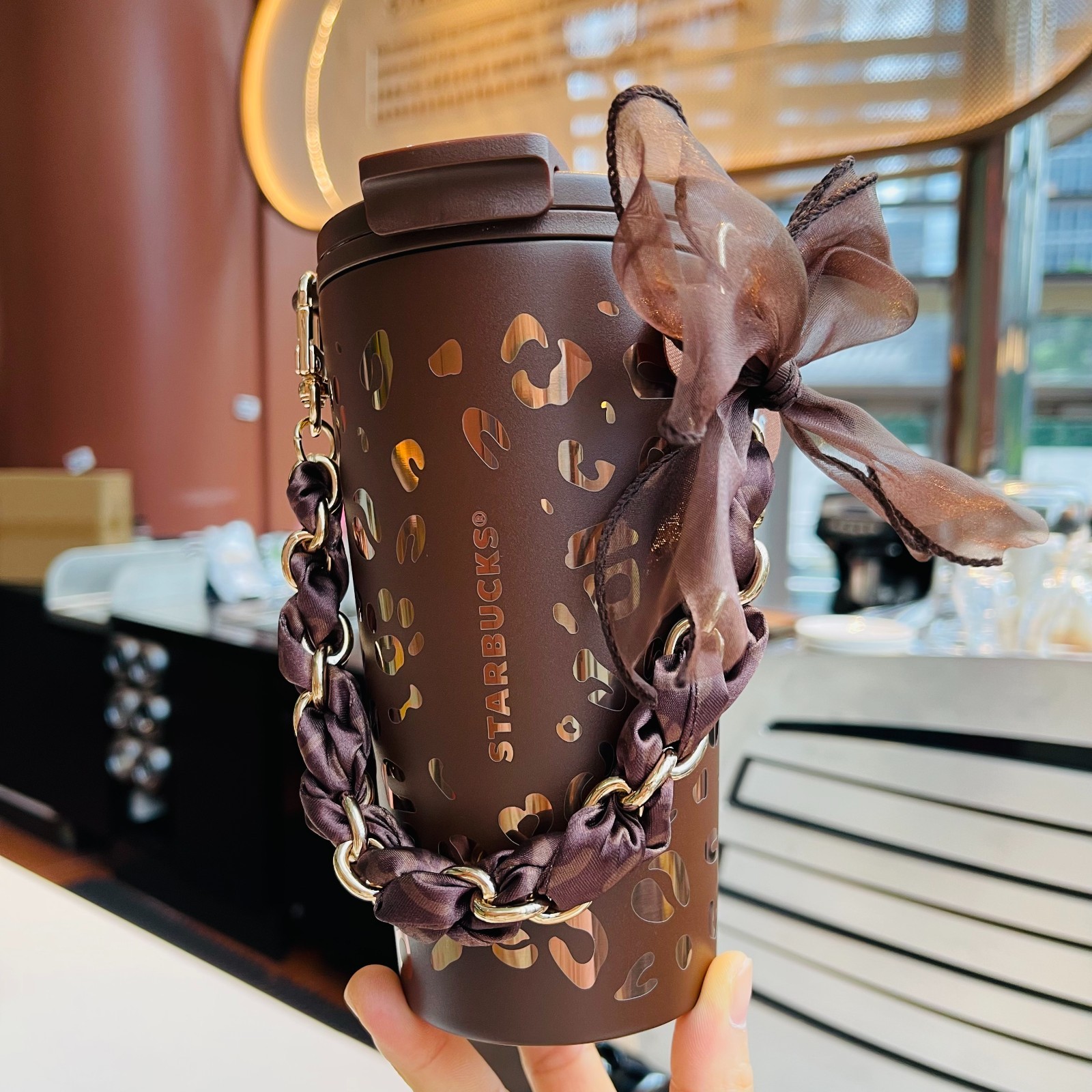 Starbucks China 2026 Leopard Print Series 16oz Ribon Tumbler Cup XMAS GIFT