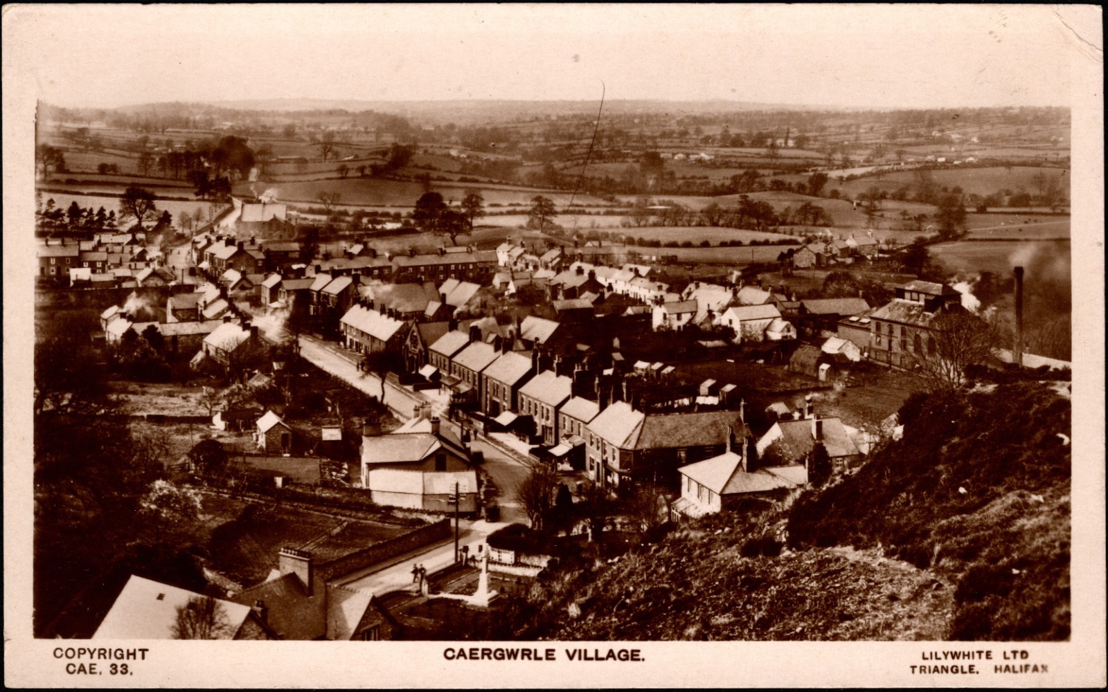 Caergwrle Village Wales Lilywhite Ltd Late Divided Back (1915-1930) RPPC