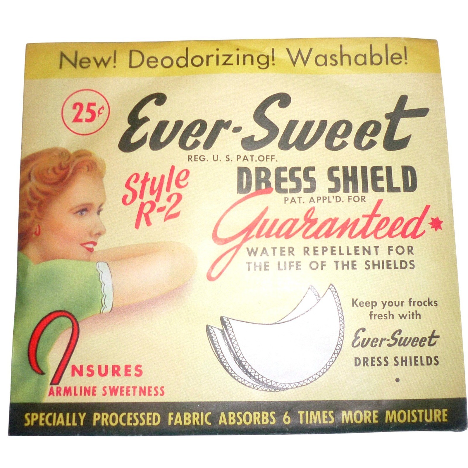 Vintage Ever-Sweet Dress Shields Style R-2 Mid-Century Fashion Ephemera NOS