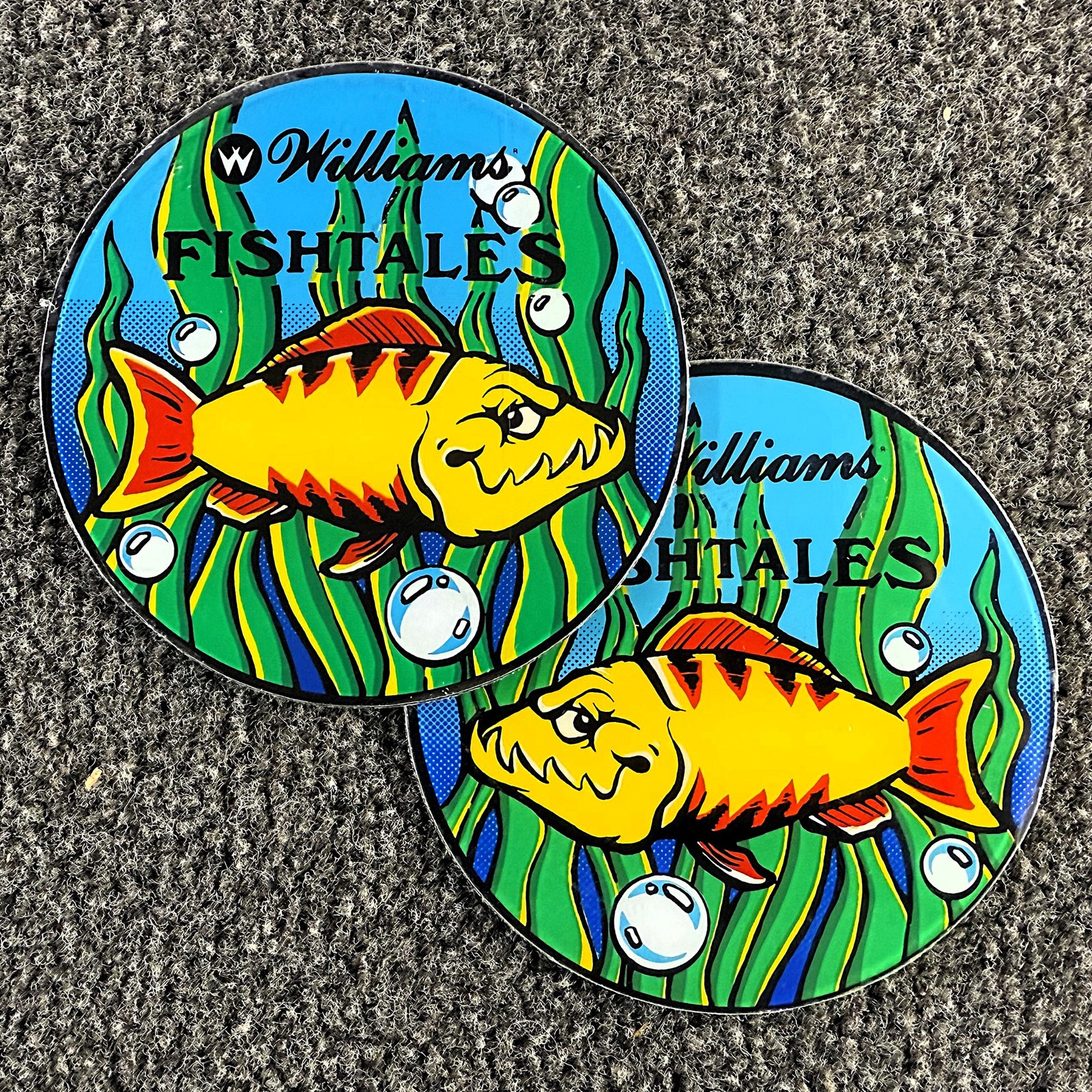Williams Fish Tales Pinball Plastic Promo Speaker Cutout Coaster PAIR NOS