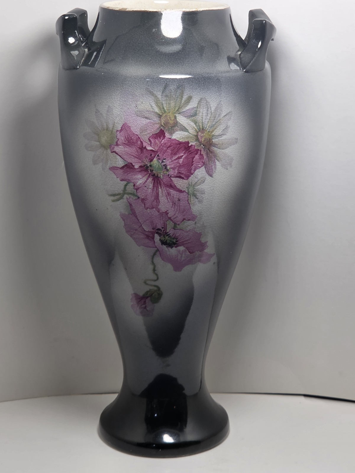 Antique Warwick Duchess C6 Poppy Charcoal To White Gradient Vase IOGA 10