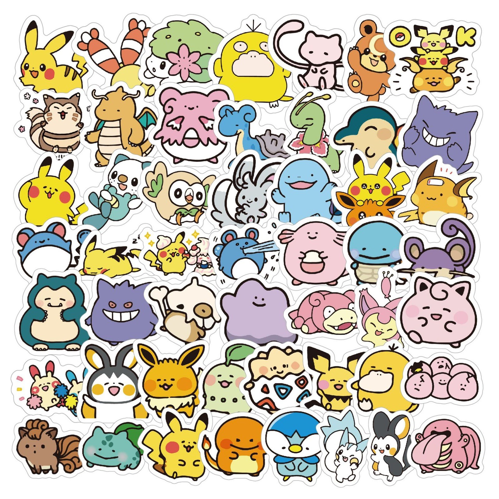 50 Anime Pokémon Pocket Monster Chibi Cartoon Cute Stickers Decal Decorations