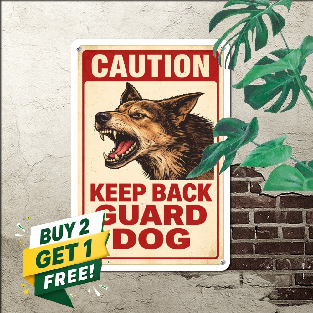 Beware of Dog Warning Sign Rustic Guard Hound Security Metal Plaque 8x12