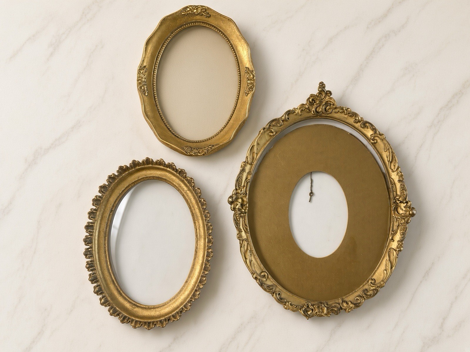 Vintage Gold Oval Frames Lot of 3 Two Hecho en Mexico And One NYC