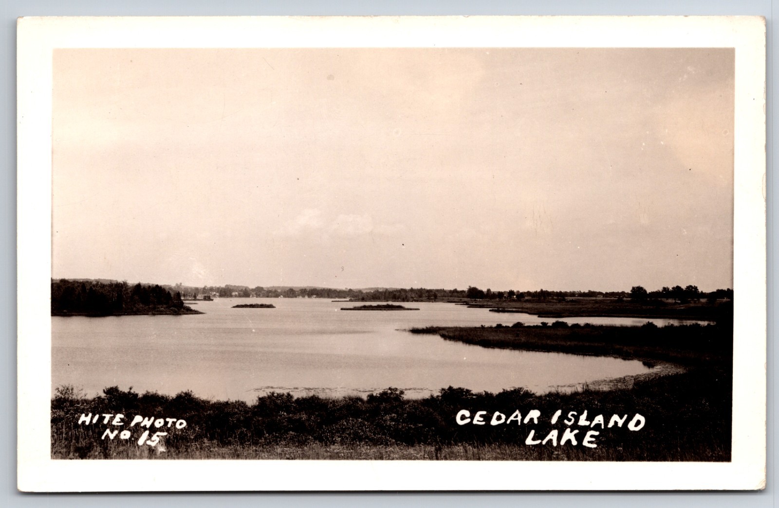 View of Cedar Island Lake White Lake Township Michigan MI c1930 Real Photo RPPC