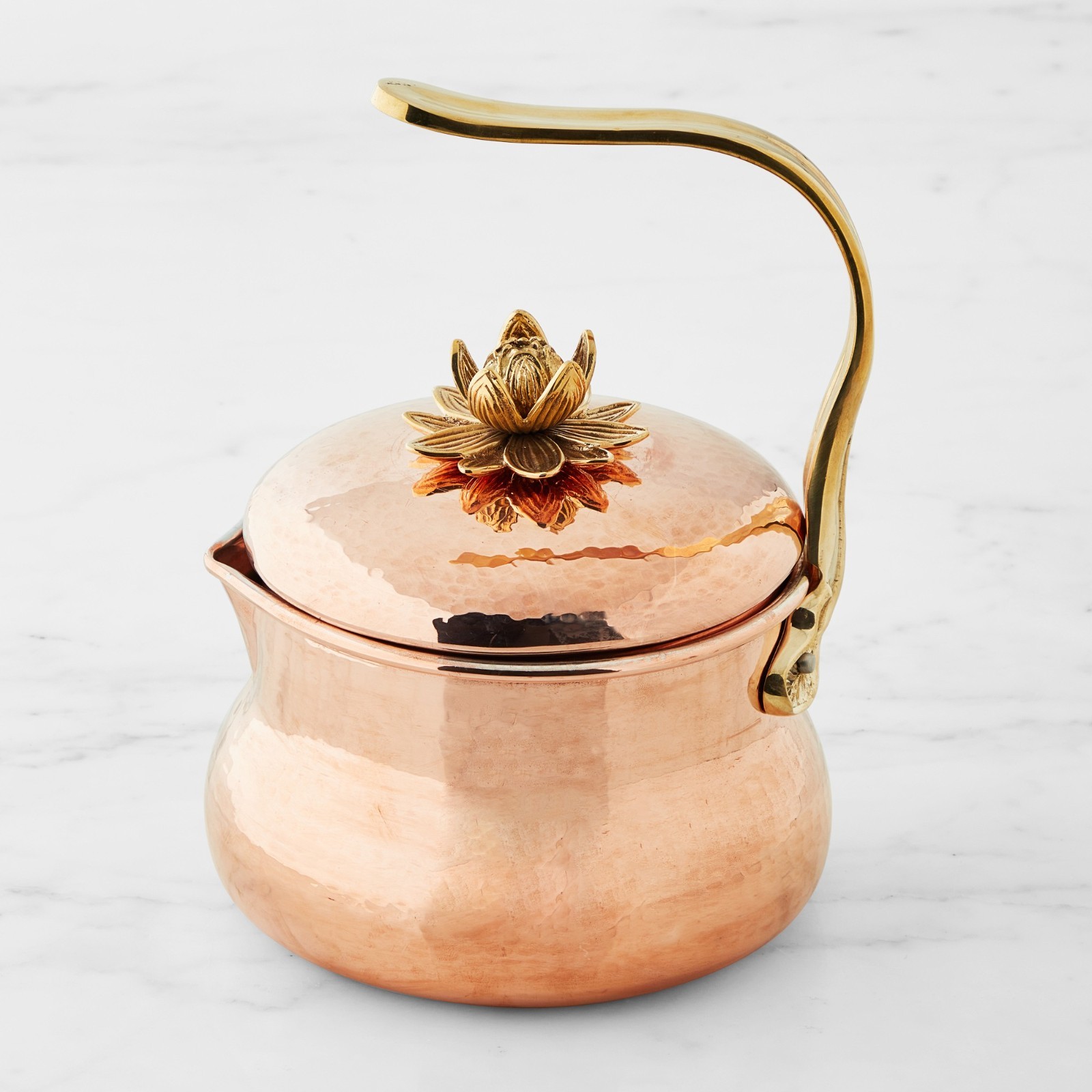 Ruffoni Historia Hammered Copper Tea Kettle with Lotus Knob, 3-Qt - HOT - SALE