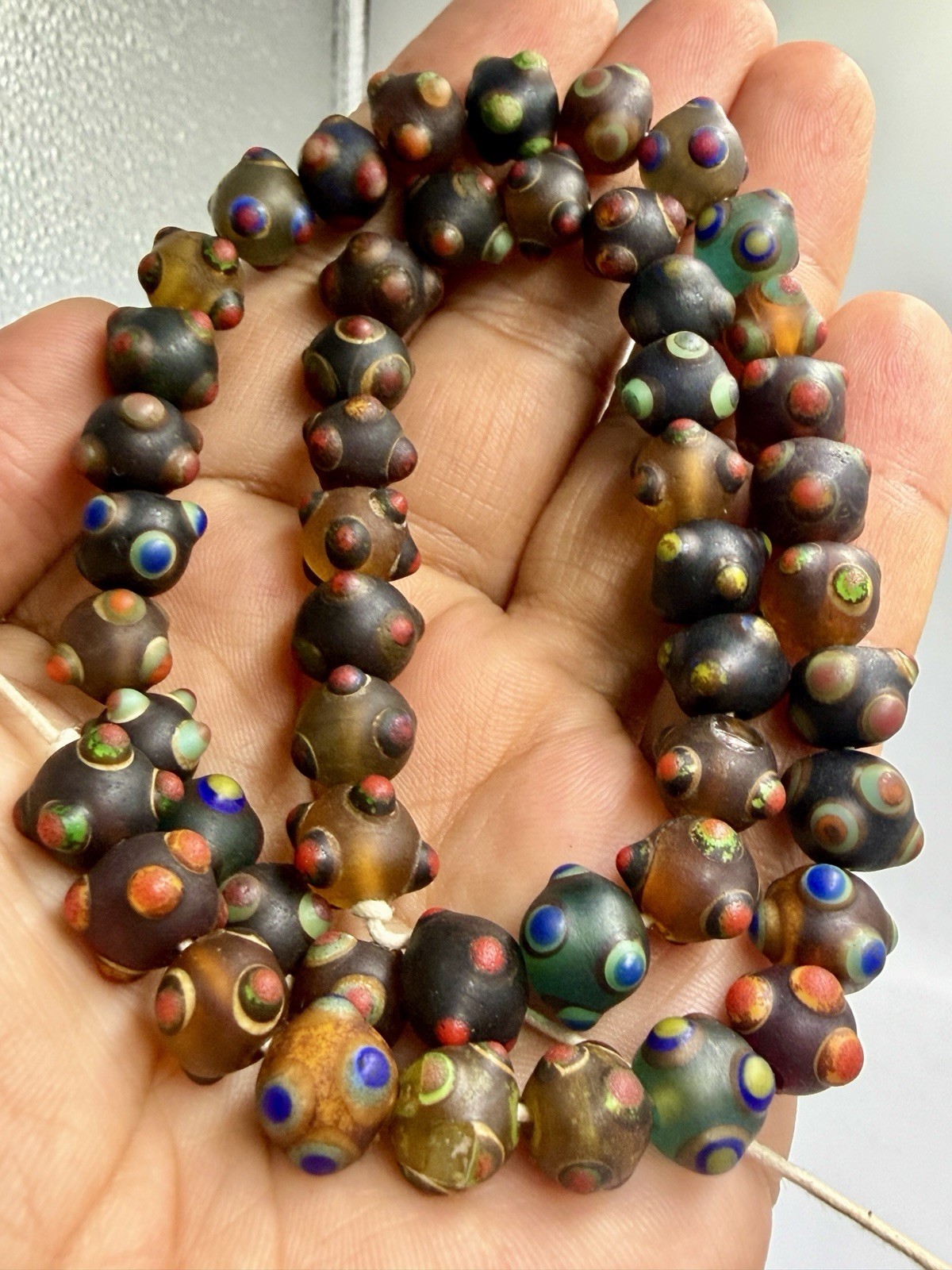 Antique Multicolor Unique Mix  Glass  Trade Beads – Unique Collectible Strand