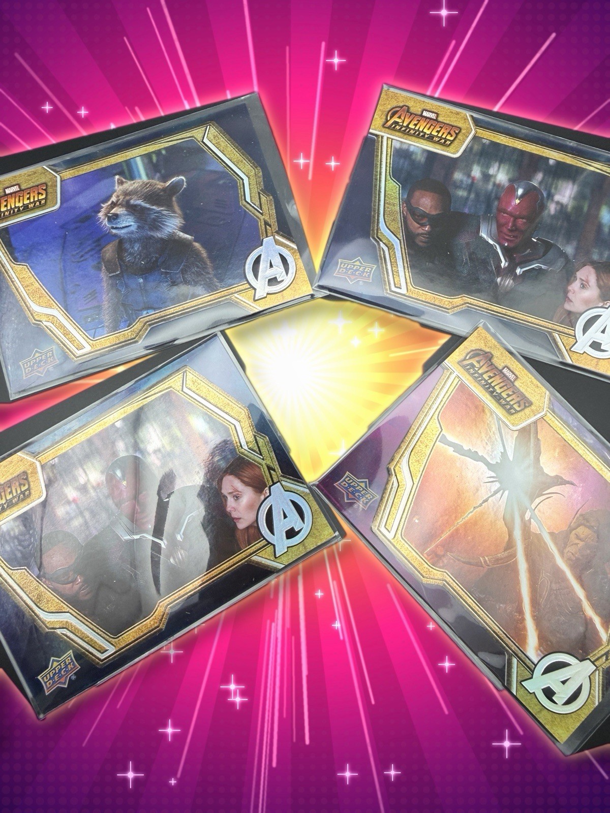 Upper Deck 2018 Avengers Infinity War 4-Card Lot Rocket Vision Witch Glaive