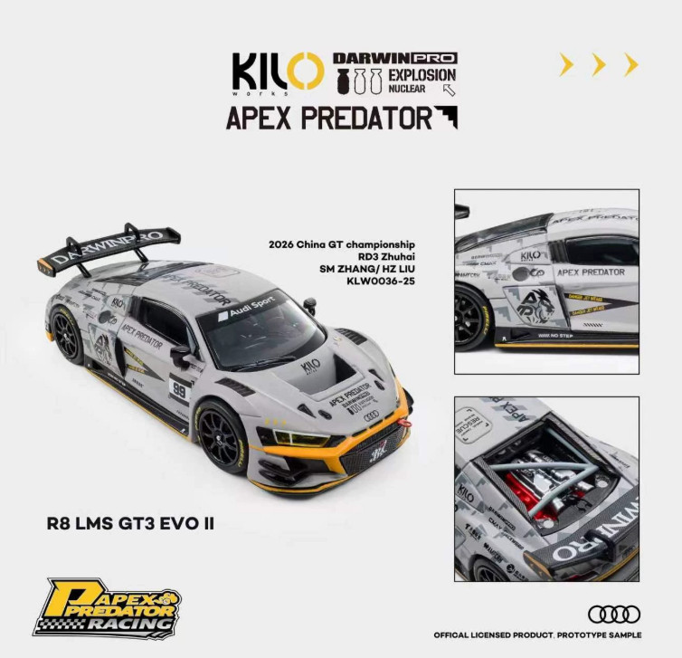 KILO Works DarwinPRO 1:64 Audi R8 LMS GT3 EVO II Grey 99 Preorder