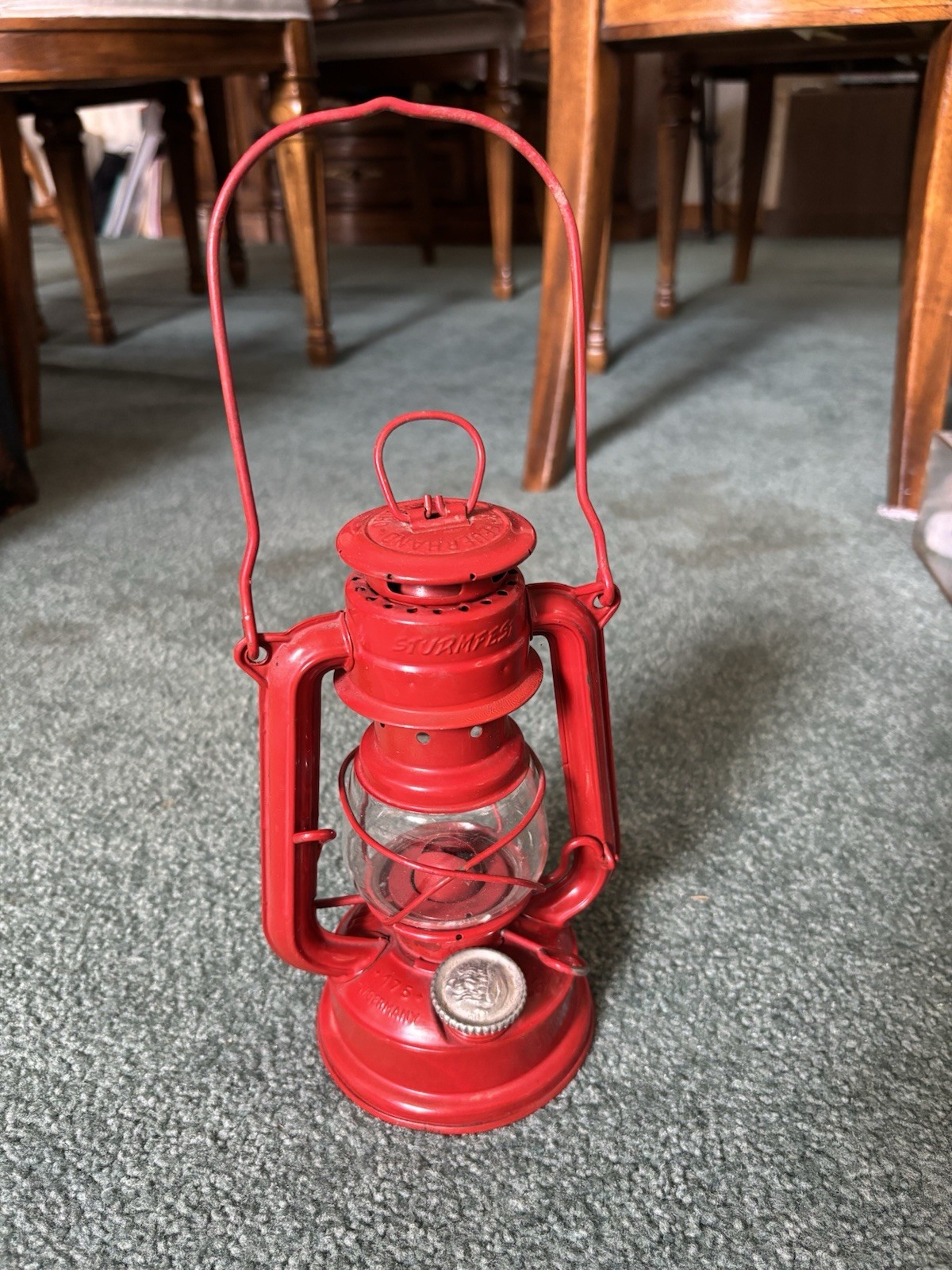 Vtg Red FeuerHand Sturmfest Lantern 175  Super Baby W Germany Jena Globe Nice