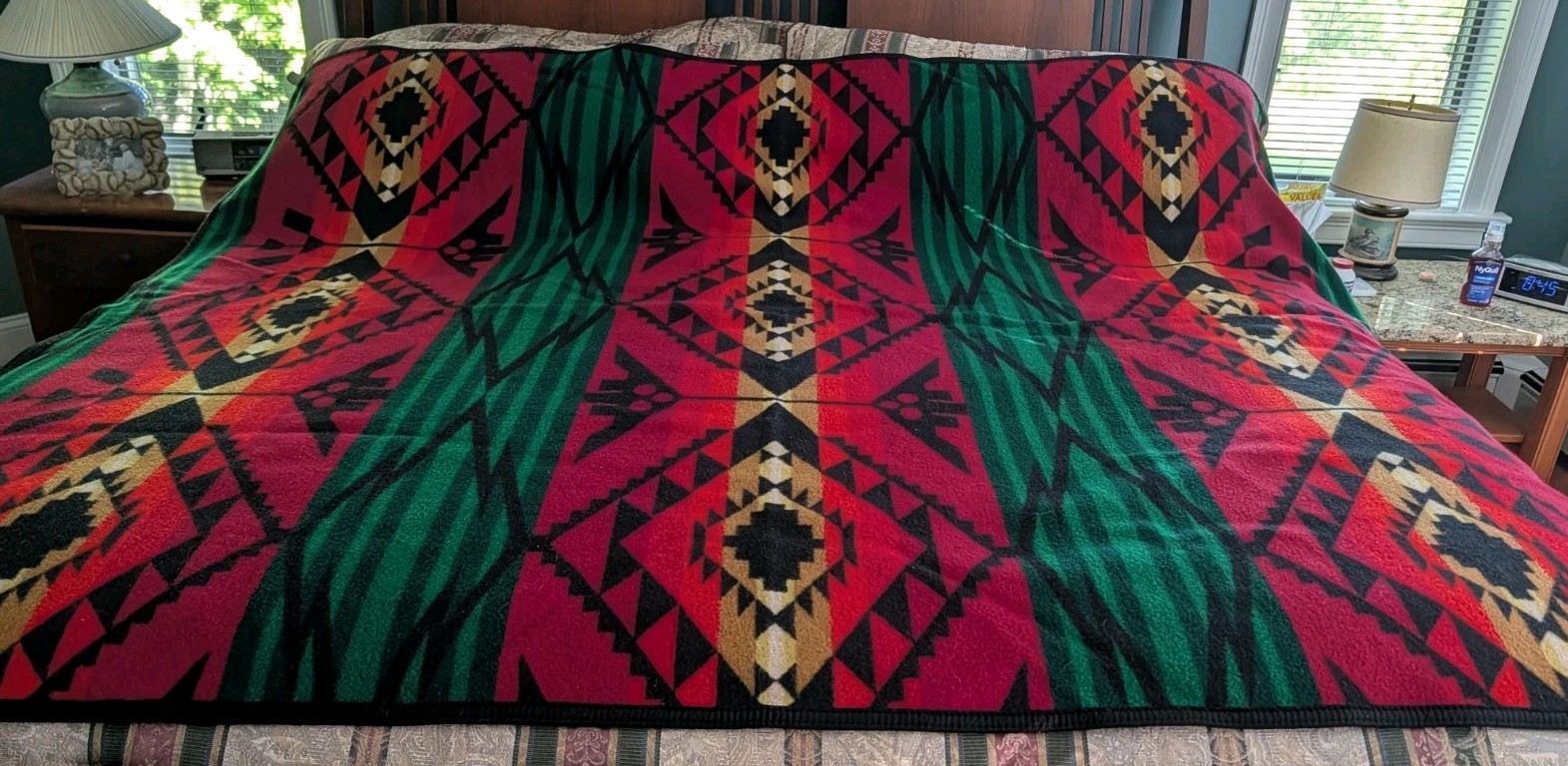 Vintage Pendleton Chief Joseph wool blanket, Red, Black, Gold, Green 66x80 Inch Vintage Pendleton Chief Joseph wool blanket, Red, Black, Gold, Green 66x80 Inch