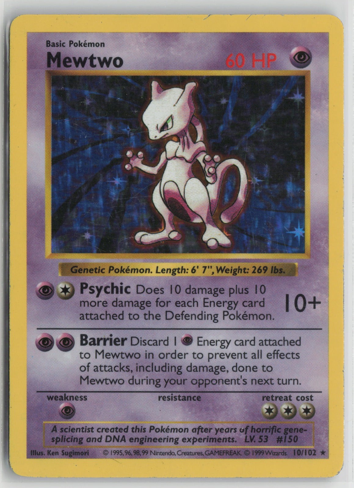 Mewtwo shadowless Holo Rare Unlimited Holo BSS 010/102 HP