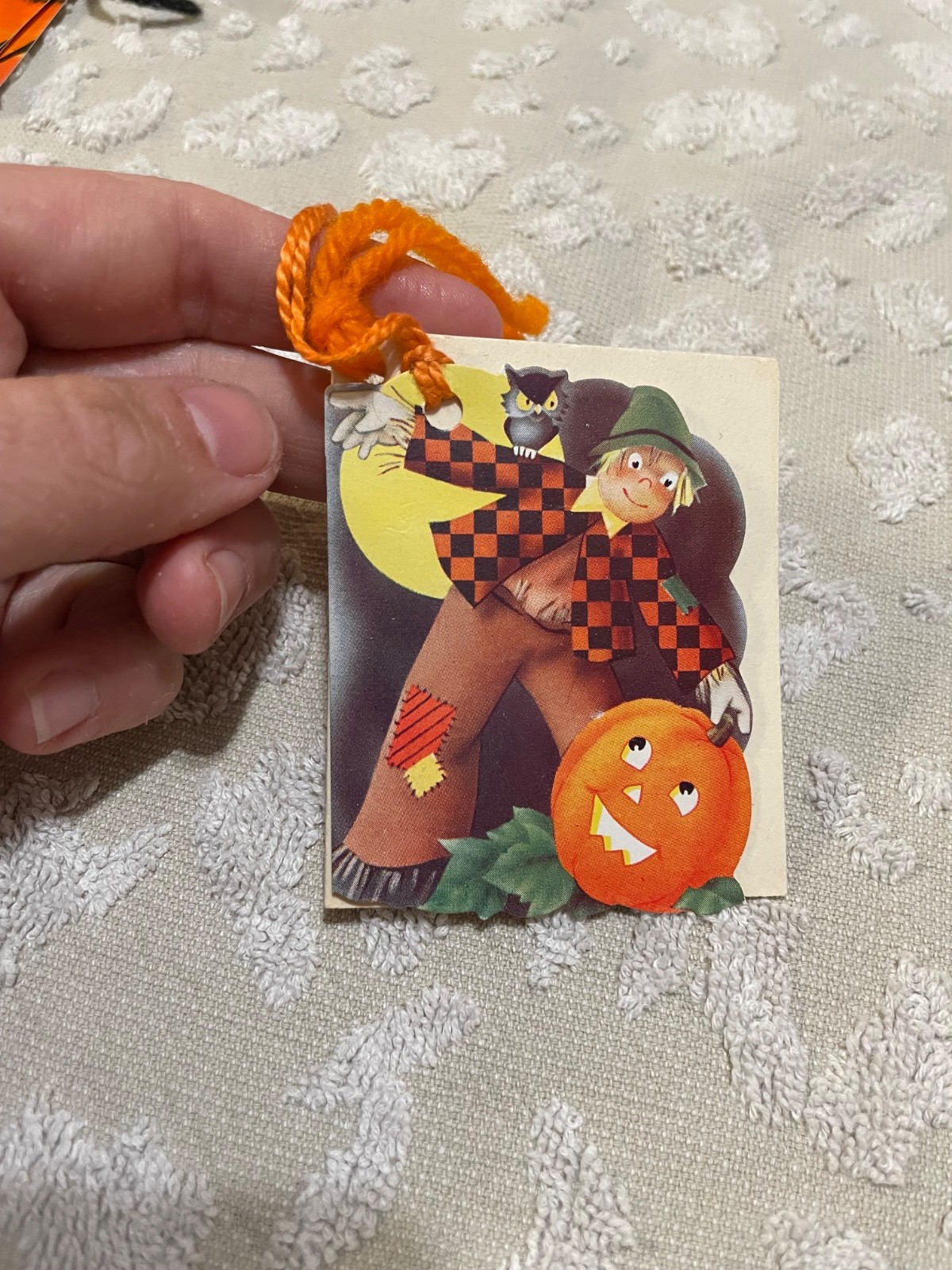 VTG Scarecrow and Jack O Lantern Shinny Paper Bridge Tally